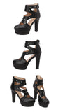 NASBAVI Summer Fashion Women Sandals Round Toe Chunky Heels 12cm Platform 3.5cm Zipper Crystal Plus Size 48 49 50 Party Shoes