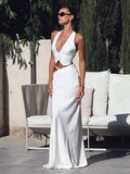 Elegant Halter Neck Backless White Tank Tops Women 2026 Summer Sexy Off Shoulder Buttons Crop Top High Street Lady Solid Vests