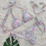 Glossy Sexy Bikinis 2026 Swimsuit With Rhinestones Women Swimwear Female Push Up Bikini Beach Swim Wear Bathing Suit Pool Bather