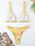 2025 Strappy Bikini Brazilian Printed Swimsuit Women Sexy Padded Swimwear Female Bathers Bathing Swimming Swim Suit Beachwear