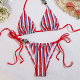 DEKA Sexy Push Up Bra Striped Bikinis Sets Women Bandage Triangle Swimsuit Brazilian Summer Holiday Bathing Suit Swimwear