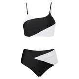 Women's Two Piece Bathing Suits Sleeveless Contrast Color Cami Tops High Waist Thong Sets Summer Holiday Bikini Sets