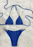 6 Colors Sexy Bikini Women Hollow Rhinestones Chain Halter Swimwear Swimsuit Bikinis Set Bathing Suit Beach Bikini Luxe Female