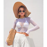 See Through Tassel Fishnet Cover Up Dress Women Sexy Long Sleeve Fringe Bodycon Beach Dress Summer Rave Festival Outfit Set