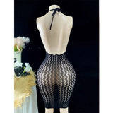Fishnet Women Sexy Beach Cover Up Dress Women Stretch See Through Sleeveless without Bikini Swimsuit Coverup Mini Beachwea