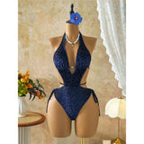 XS - L Deep V Neck Leopard Halter Women Swimwear Cut Out Wrap Around Bather Bathing Suit Swim One Piece Swimsuit Female K8077
