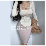 WOMENGAGA Mid Length Skirt For Elegance Apricot Slim Mini Dress Sweet Sexy Korean Women 2023 Skirts High Waist Fashion HGR0