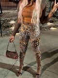 Sexy Leopard Print Knee-length Leggings Women 2026 Fitness Sports Yoga Tights Short Pants Streetwear Y2K Ladies Black Trousers