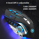Rechargeable Wireless Mouse with 2.4GHz USB & Bluetooth, RGB Backlit Ergonomic Silent Optical Mouse for Laptop PC Macbook Tablet