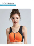Sports Bra Women Push Up Front Zipper Shockproof Patchwork Gym Jogging Crop Top Female Running Fitness Vest Sport Bras for Women
