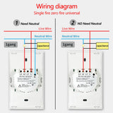 TNCE Tuya US Switch wifi zigbee, 1/2/3/4 gang, No-Neutral/Wire LED light control Wall Button, smart voice with Alexa Google Home