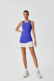 Women One-piece Tennis Dress Summer Black Contrast Pleated Anti Light Speed Dry Sports Dresses Hollowed Out Back Yoga Clothes