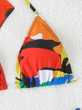 4 Pieces Triangle Bikinis 2026 Women Padded Swimwear Female Sexy Printed Swimsuit Bathers Bathing Swimming Swim Suit Beachwear