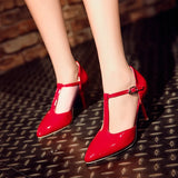 Basic Mature Women Sandals Med Heels Summer White and Black Buckle Sandals Leather Women Heels Cover Heel Summer Sandals