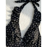 S - XL Polka Dot V Neck High Waist Bikini Female Swimsuit Women Swimwear Two-Pieces Bikini Set Bather Bathing Suit Swim V8111