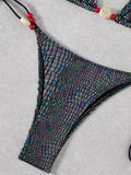 Snakeskin Halter Strappy Bikini Women Swimsuit Female Swimwear Two-pieces Bikini Set High Cut Leg Bather Bathing Suit Swim Lady