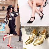Basic Mature Women Sandals Med Heels Summer White and Black Buckle Sandals Leather Women Heels Cover Heel Summer Sandals