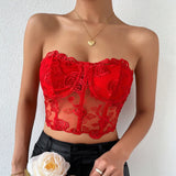 Phantasy Sexy Lace See through Crop Top Women Fashion Floral Embroidery Black Tank Top Night club Dress up 2026 Summer Outfit