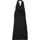 Temperament Halter Neck Party Dresses Women Sexy Deep V-neck Backless Package Hip Slit Dress Hot Girls Club Banquet Vestidos