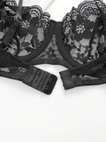 High Quality New Sexy Underwear For Women's Lace Transparent Hollow 3/4 Bra Gathering Steel Ring Push Up Underwear Set HR2634