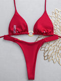 XS - L Halter Metal Ring Mini Thong Bikini Female Swimsuit Women Swimwear Bather Bathing Suit Swim Two-pieces Bikini set K8107
