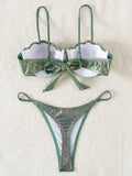 Snake Skin with Bra Cup Micro Thong Bikini Female Swimsuit Women Swimwear Two-pieces Bikini Set Bather Push Up Bathing Suit Swim