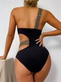 2026 One Shoulder Swimsuit One Piece Sexy Solid Swimwear Women Bandage Bathers Bathing Swimming Swim Suit Beachwear Summer