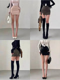Mature Pure Desire Sexy High Waist Hip Slit Anti-Exposure Bodycon PU Leather Mini Skirt Fashion Sexy Women Mini Skirts 99JO