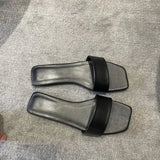 Ladies New Black White Flat Slippers Women Genuine Leather Peep Toe One Strap Mules Shoes Woman Summer Slides Comfort Clogs