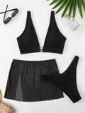 3 Pieces U-ring High Cut Bikini Swimsuit & Split Thigh Beach Skirt Swimwear Women 2026 Bathers Bathing Swimming Suit Female