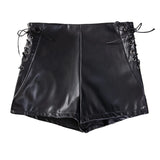 New Solid Color High Waist Elastic Shorts Women's Tight Casual Shorts Thin Drawstring Pure Desire Casual Charming Shorts NWSV