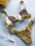Shiny PU Faux Leather Bikini 2025 Push Up Swimsuit Women Swimwear Female Two-pieces Bikini set Bra Cup Bather Bathing Suit Swim