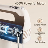SUNATUR 400W DC Hand Mixer Electric Speed Control 304 Stainless Steel 6 Rods Set with Storage Base