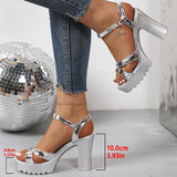 Summer Luxury Diamond Buckle Strap Women's Pumps Square Heel Solid Pumps Shoes Women Fashion Pu Platform High Heels Female