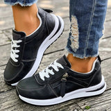 Casual Lace-Up Platform Sneakers for Women Autumn 2025 Solid Plus Size Shoes Woman Non-Slip Zip Female Sports Shoes