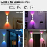 Double-head LED Night Light with Motion Sensor RGB Rechargeable Magnetic Wall Lamp Mood Ambient Light for Cabinet Hallway Stair