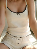 Summer cotton pajamas set camisole shorts can be worn as home clothes