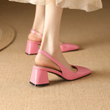 NASBAVI Slingback Sandals Summer Shoes Elegant Pink Black Nude Medium Heels Pumps Close Toe Office Party Shoe Female Large Size