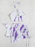 3PCS With Mesh Skirt Halter Bikini Female Swimsuit Women Swimwear Three-pieces Bikini Set Hollow Out Bathing Suit Swim Beachwear