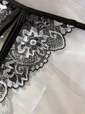 Floral Lace Sexy Lingerie Bow Open Split Cup Intimates Bra And Thongs Sets Crotchless Naughty Porn Sex Outfit Women's Underwear
