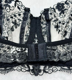 Women's New Floral Embroidered See-Through Mesh Lingerie 4-Piece Set - Sexy Underwear for Special Nights