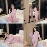 Spring and Autumn Ice Silk Long Sleeve Pajamas New Sweet Five-Pointed Star Homewear Set