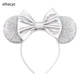 2025 Chic Disney Embroidery Sequin Minnie Ears Headband DOT Bow Hairband Girls Women Party Head Wear Kids DIY Hair Accessories