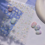 5D Deep Sea Fish Nail Art Stickers Shimmery Bubble Colorful Marine Life Nail Decals Summer Ocean Self Adhesive Manicure Decal