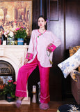 New Chinese style pajamas with breast pads, simulated silk, ice silk home wear, satin jacquard pajamas set