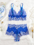 Lace Hollow Contrast Color Sexy Lingerie Bra And Panties Sets Open Chest Underwear Set Crotchless Women Erotic Suits