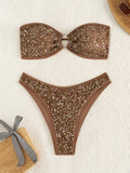 Sequins Shiny Mesh Bandeau Bikini Female Swimsuit Women Swimwear Two-pieces Bikini Set Brazilian Bather Bathing Suit Swim Lady