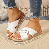 Women Slippers Summer New Open-Toe Sandals Buckle Thick-Soled Shoes Lightweight Platform Slippers