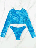 2026 Hollow Out String Long Sleeve 2 Piece Bikini Women Swimwear Female Swimsuit Bathers Bathing Swimming Suit Beachwear Summer
