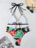 Halter String Floral Bikini 2026 High Waist Swimsuit Women Padded Swimwear Female Bathers Bathing Swimming Swim Suit Beachwear